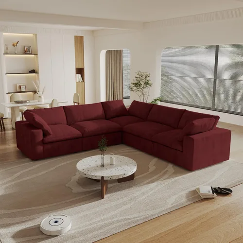 Vista 10 de Cloud - Sofá modular convertible de 80.3 pulgadas en forma de L para sala de estar con otomana de almacenamiento, sofás profundos minimalistas, Negro