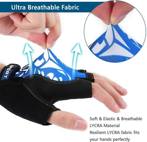 Vista 5 de Accmor Guantes de ciclismo para hombres y mujeres, guantes de ciclismo de medio dedo, guantes de bicicleta de carretera MTB, guantes antideslizantes