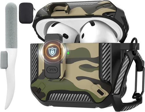 Vista 61 de Maxjoy Funda para AirPods Pro 3 2025, MagSafe compatible con bloqueo automático, funda protectora a prueba de golpes con soporte para teléfono