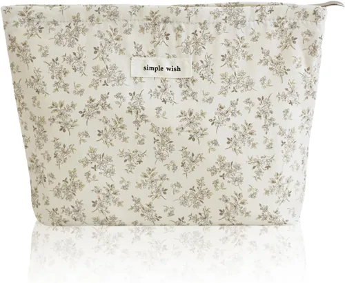 Vista 24 de Wudygirl Bolsa de maquillaje de lona para mujer, organizador estético de maquillaje, bolsa de maquillaje de viaje, bolsa de aseo para bolso, bolsa