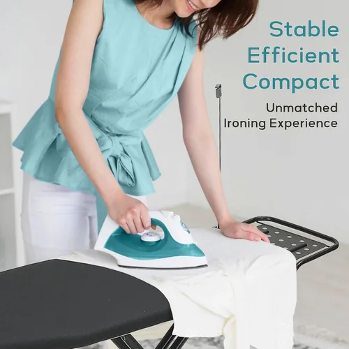 Vista 6 de RAINHOL - Tabla de planchar de tamaño completo, 43 x 13 pulgadas, tabla de planchar resistente con soporte para plancha y estante para ropa