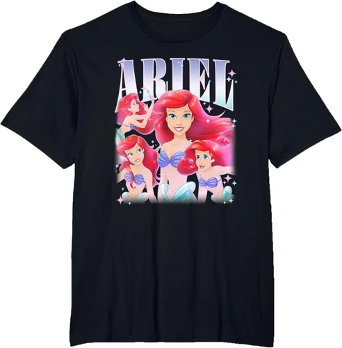 Vista 34 de Disney Camiseta de la princesa Ariel de la Sirenita Multi Pose, Negro