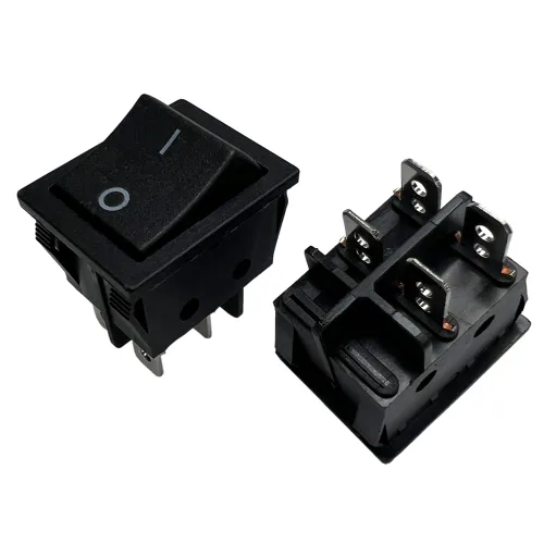 Vista 4 de Interruptor basculante DPST On-Off Unilluminated Negro 4 Pin 1.220x0.984 in Rectangular Snap-in Interruptor de alimentación de palanca