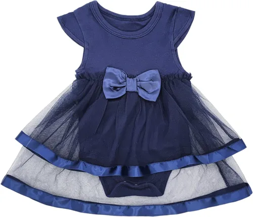 Vista 2 de Niyage Conjunto de mameluco de vestido con flores para bebé, traje de fiesta con tutú para bebé