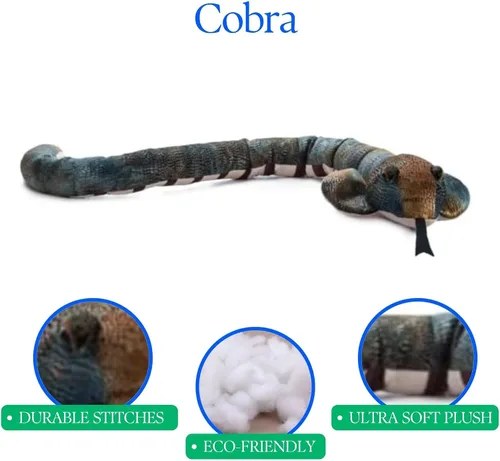 Vista 5 de The Petting Zoo Cobra - Peluche de animales de peluche, regalos para niños, animales salvajes del zoológico Onez, juguete de peluche de serpiente