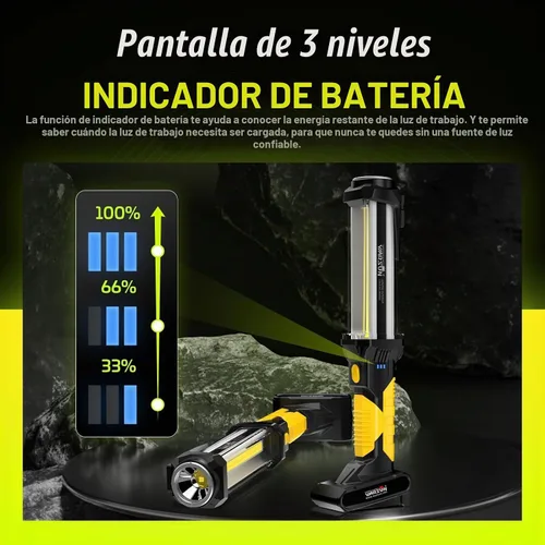 Vista 4 de WARSUN - Luz LED COB recargable, luz magnética para manos libres con gancho, impermeable IPX4 para reparación de garaje, regalos para hombres