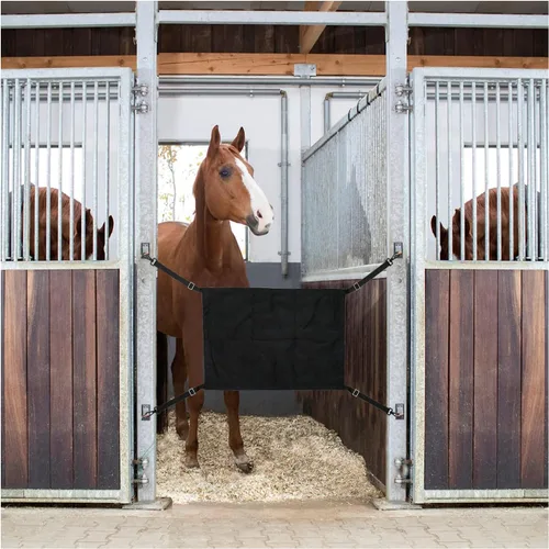 Vista 7 de Protector de parada de caballos con gancho giratorio, valla de protección para pasillo de caballo con correas ajustables, clip de metal fuerte