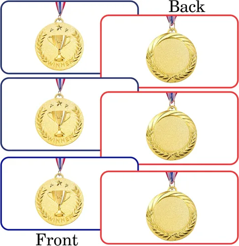 Vista 4 de Caydo 12/24 Pieces Gold Award Medals Metal Winner Medals for Award for Adults for Competitions, Sports Events, Party, 2 Inch