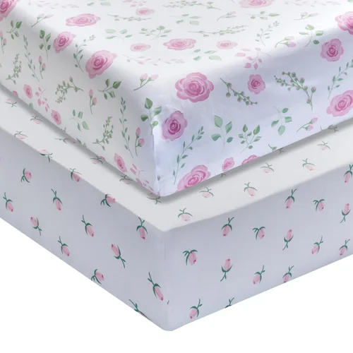 Vista 19 de Everyday Kids Paquete de 2 Sábanas Bajeras para Cuna para Niña, 100% Sábana de Bebé de Microfibra Suave y Transpirable, Se Adapta a Colchones