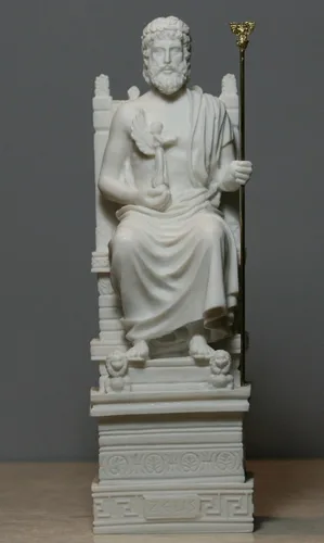 Vista 2 de Estatua de alabastro griego de Zeus Júpiter del rey de los dioses, decoración de 10.6 pulgadas