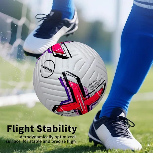 Vista 6 de Balón de fútbol tamaño 5,4 con bomba, piel sintética impermeable, entrenamiento profesional y pelota oficial de partido, incluye aguja de inflado