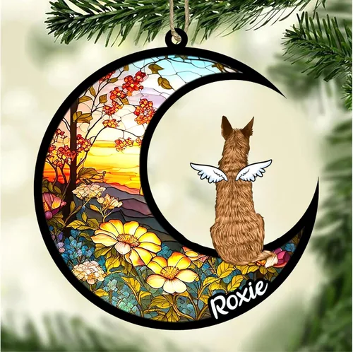 Vista 514 de LOVELYPOD Adorno de Navidad personalizado para perro Basset Hound (marrón) Basset Hound (marrón) adorno para atrapasoles de perro, razas de perros