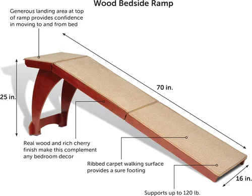 Vista 2 de PetSafe CozyUp Rampa para Cama - Apoya la Espalda y Articulaciones de las Mascotas - Superficie de Alfombra de Alta Tracción - Madera Grado Mueble