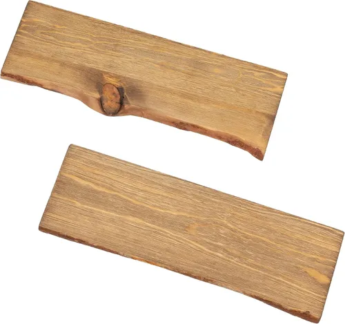 Vista 13 de PIPE DECOR Estante de madera sostenible Boulder de 24 pulgadas con borde vivo (solo madera), paquete de 2