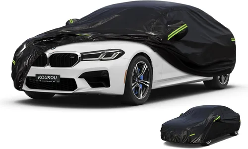 Vista 33 de KouKou Funda impermeable para automóvil para todo tipo de clima, 7 capas para automóviles con cremallera, ajuste universal para sedán, Honda Civic