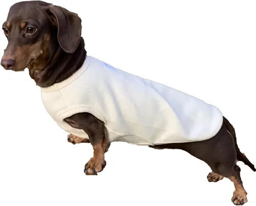 Vista 12 de D Doggy Star - Suéter de perro salchicha para perros, ropa de forro polar, abrigo de invierno (M, bolsillo azul marino)