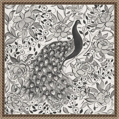 Vista 12 de Amanti Art Framed Canvas Wall Art 16x16 Peacock Garden III BW by Miranda Thomas, Framed Wall Art Canvas, Animals Artwork, Modern Decor, Small Poster