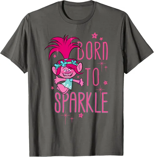 Vista 88 de DreamWorks Trolls Camiseta Born to Sparkle Negro