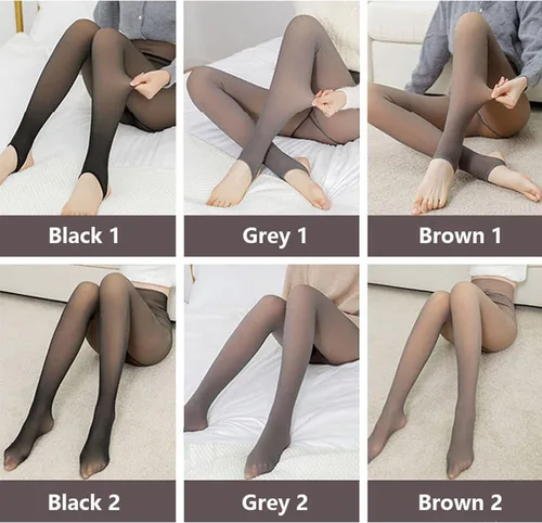 Vista 7 de Medias de forro polar translúcido para mujer, medias térmicas de invierno de forro polar translúcido falso para mujer