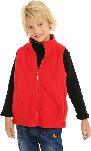Vista 2 de Mud Kingdom Chaleco de forro polar para niños y niñas, chaleco liso con cremallera completa, sin mangas