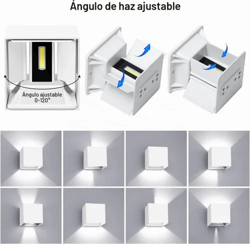 Vista 2 de ledmo Lámparas de pared LED para exterior con luz hacia arriba y hacia abajo Ajustable Aluminio IP65 20W Alta potencia 6000K 1800LM Moderna lámpara