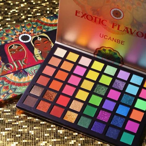 Vista 2 de UCANBE EXOTIC FLAVORS - Paleta de maquillaje de sombra de ojos de neón – 48 colores de alta pigmentación – Juego de regalo de paleta de maquillaje