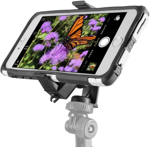 Vista 4 de ARKON Mounts Adaptador de trípode con soporte para teléfono para iPhone XS Max XS XR X 8 Galaxy S10 S9 Note 9 8