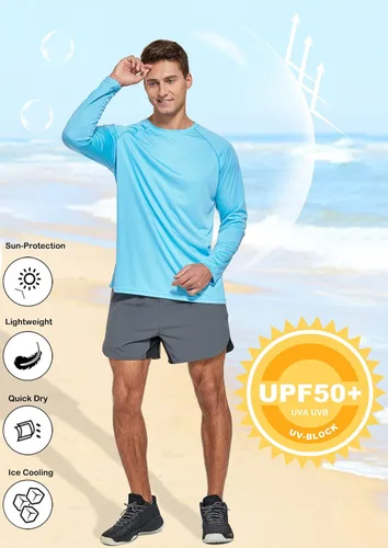 Vista 3 de Susclude Camiseta de manga larga con protección solar UPF 50+ UVSPF, para exteriores, para correr, pescar, senderismo
