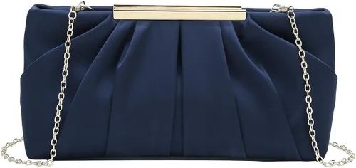 Vista 2 de CHARMING TAILOR Bolso de noche elegante plisado de satén formal simple y elegante para mujer