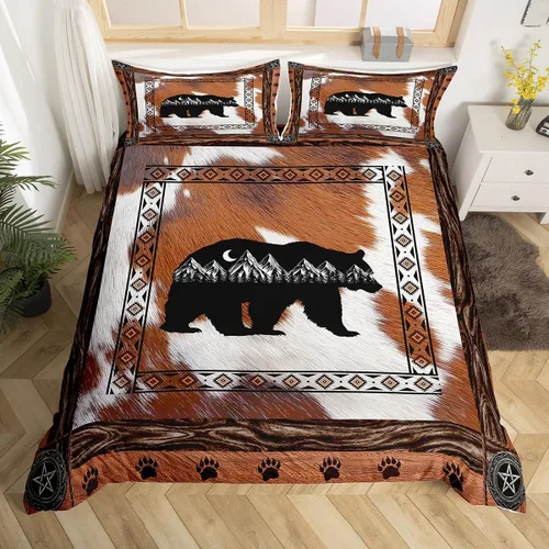 Vista 13 de Funda de edredón de ciervos de alce, juego de ropa de cama de animales del bosque, decoración rústica de granja, funda de edredón individual