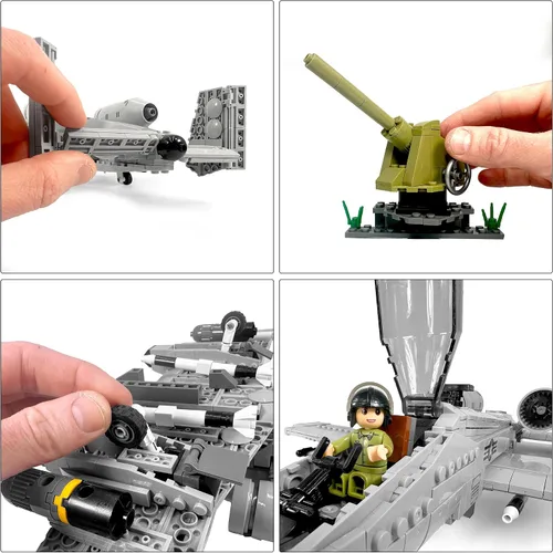 Vista 7 de General Jim's A-10 Thunderbolt II Warthog Fighter Jet Building Blocks Set 931 piezas de avión de ataque de guerra fría Modelo avión con cabina
