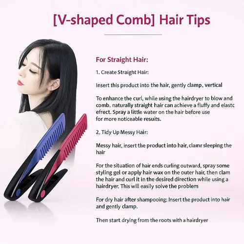 Vista 5 de Juego de 2 peines alisadores de cabello, peine de hierro plano para hermosos estiramientos, peine alisador con agarre firme, ideal para nudos