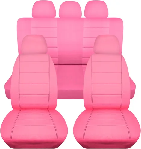 Vista 24 de Totally Covers Fundas de asiento de coche sólidas con 5 fundas (2 delanteras + 3 traseras) para reposacabezas: color negro, ajuste
