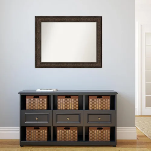 Vista 550 de Amanti Art Espejo de pared personalizado no biselado (25 x 25 pulgadas), marco de bronce acentuado, varios tamaños personalizados, espejo de baño