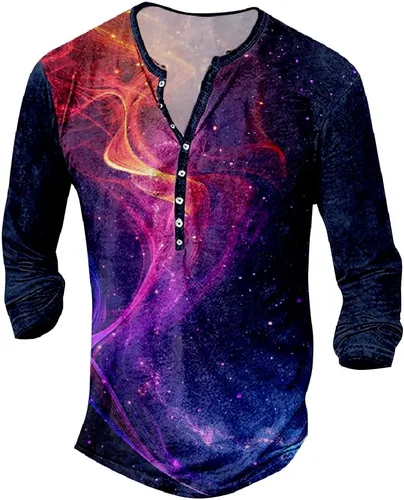 Vista 18 de MARSVOVO Camisetas gráficas para hombre, camisetas Henley con estampado de moda, holgadas, casuales, ligeras, para entrenamiento, suaves, vintage
