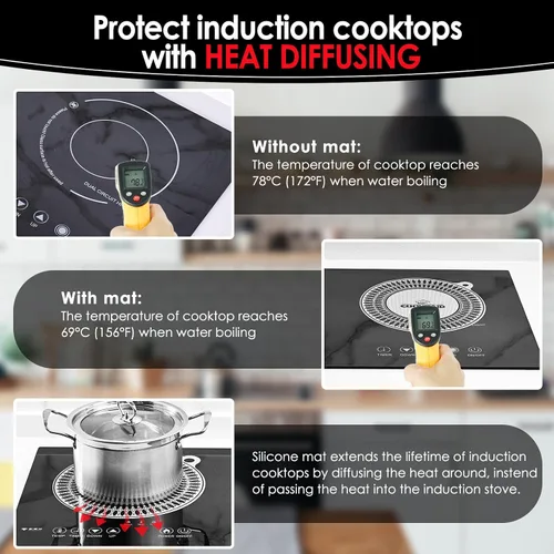 Vista 6 de Cook's Aid 2 protectores de silicona para placa de inducción de 7.9 pulgadas (magnético) Protector de estufa de inducción resistente al calor a
