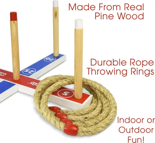 Vista 3 de GoSports Juego de lanzamiento de anillos de madera prémium para niños y adultos, clásico o Disney