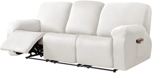 Vista 29 de vctops Funda reclinable con diamantes de 4 piezas, funda elástica para sofá reclinable de 1 plaza, protector suave y sólido para muebles con correa