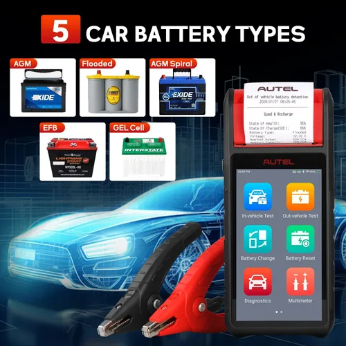Vista 6 de Autel MaxiBAS BT608 - Probador de batería automotriz (actualización gratuita) y analizador de sistema eléctrico, 6V/12V (100-3000 CCA), conductancia