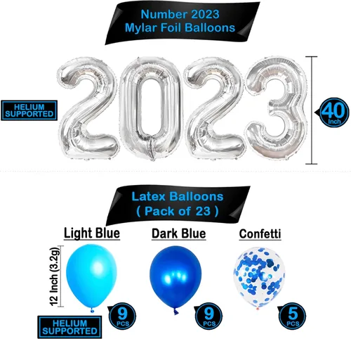 Vista 5 de KatchOn, Globos azules 2023 y pancartas de graduación – Grandes, paquete de 30 Cartel de felicitación de graduación Decoraciones de graduación