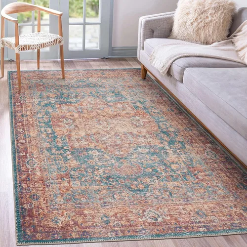 Vista 139 de GLN Rugs Traditional Collection - Alfombra de felpilla lavable a máquina, tradicional lavable, antideslizante, alfombra de felpilla de pelo corto
