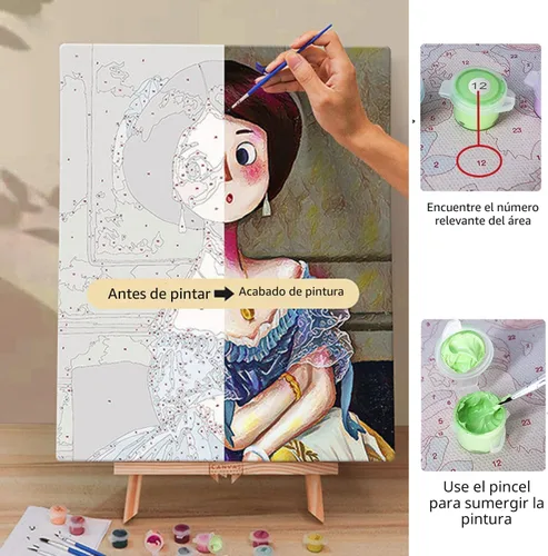 Vista 5 de Pintura personalizada por números, pintura personalizada por números para principiantes, pintura al óleo de lienzo para hacer tu foto, juego