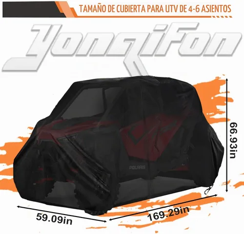 Vista 4 de Cubierta UTV 4 plazas impermeable 420D resistente con cremallera al aire