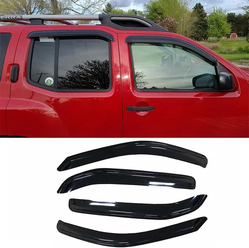 Vista 20 de Sun Rain Guards - Deflector de viento para ventana, 4 piezas de cinta en canal en color humo oscuro para Nissan Titan Crew Cab 2004-2015 194858