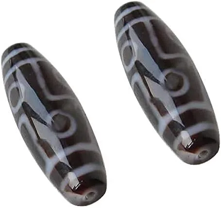 Vista 2 de Calvas Pulsera de piedra tibetana natural Dzi con cuentas ovaladas de seis ojos y dos tonos, joyería de moda, regalo para hombres y mujeres