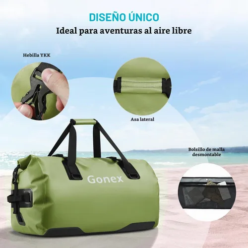 Vista 4 de Gonex Bolsa de lona impermeable extra grande de 40 L, 60 L, 80 L, bolsa de lona seca de viaje, bolsa resistente con correas y asas duraderas