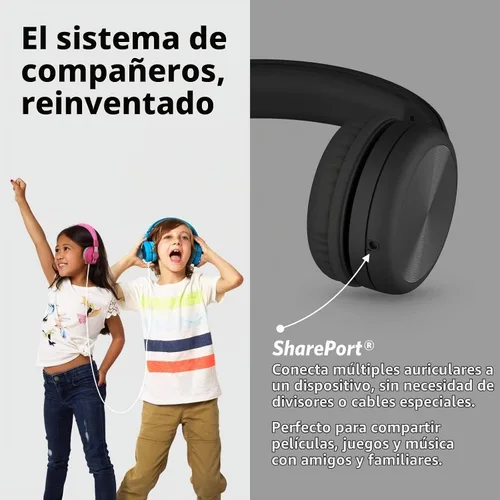 Vista 5 de LilGadgets Connect+ Pro - Auriculares con cable para niños con micrófono, limitación de volumen con cable, tecnología SharePort y acolchado