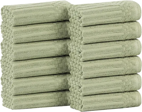 Vista 27 de Superior Juego de 6 toallas de algodón sólido y acanalado, toallas de cara de 13 x 13 pulgadas, toallas de mano de 16 x 28 pulgadas, toallas de baño