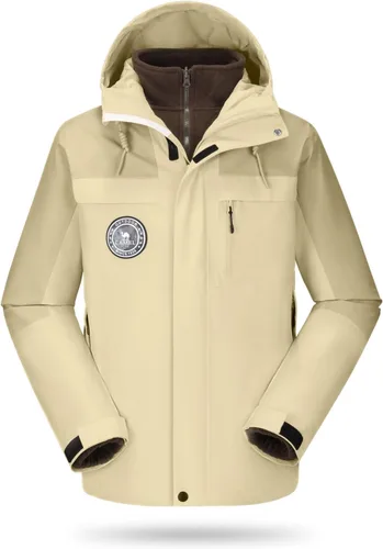 Vista 7 de CAMELSPORTS Chaqueta de esquí de montaña 3 en 1 para hombre, chaqueta de invierno impermeable, chaqueta de nieve cálida con capucha, abrigo