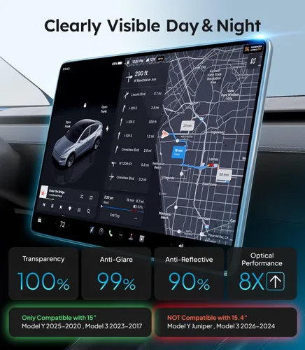 Vista 3 de Wigoo Tesla Model Y & Model 3 Protector de Pantalla Mate [No Más Reflejos y Huellas Dactilares] Model Y(2020~2025)/Model 3(2017~2023) Accesorios